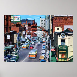 Póster Rua do congresso de Portland, Maine cerca de 1960