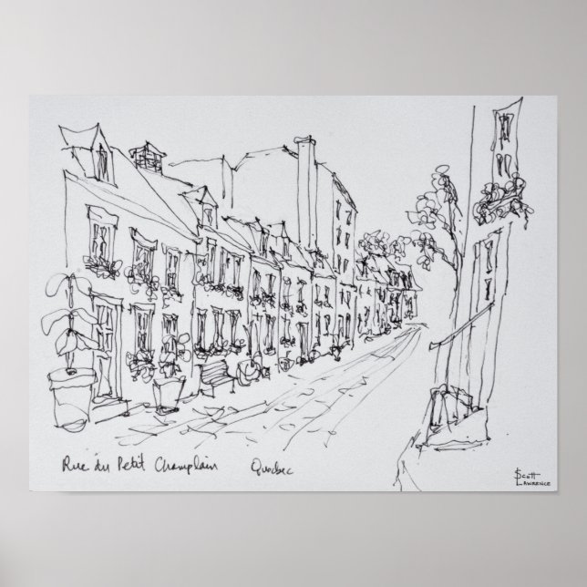 Poster Rua do Petit Champlain, Quebec, Canadá (Frente)
