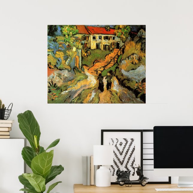 Poster Rua e Escadas da Vila Auvers, Figuras (Escritório em casa)