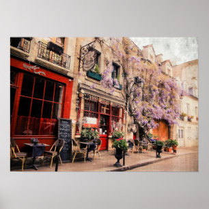 Póster Rua e restaurante românticos em Paris, France