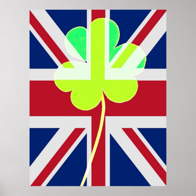 Poster Rua Engraçado Patrick Flag Irish Shamrock (Frente)