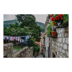 Póster Rua estreita de pedra em Dubrovnik