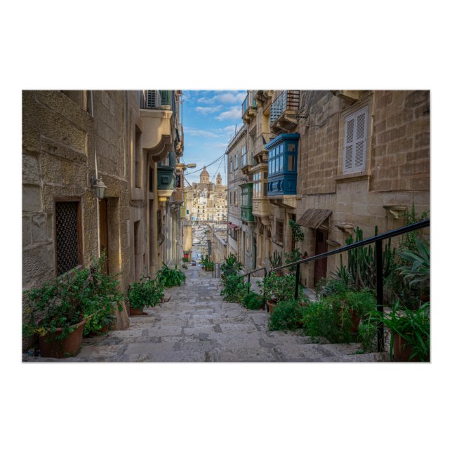 Póster Rua estreita de pedra em Malta (Frente)