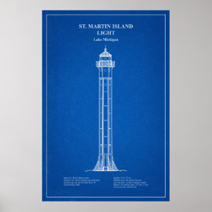 Poster Rua. Farol Martin Island - Michigan - AD