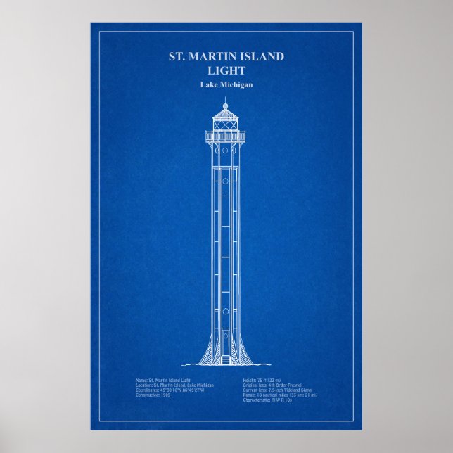 Poster Rua. Farol Martin Island - Michigan - AD (Frente)