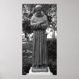Póster Rua Francis Da Estátua De Assisi - Foto Branca E P