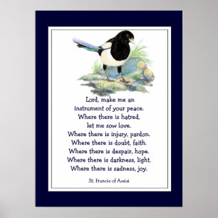 Poster Rua. Francisco de Assisi Orador com Pássaro Magpie