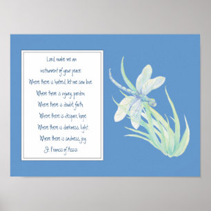 Poster Rua. Francisco de Assisi Prayer Blue Dragonfly