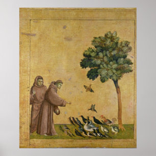 Póster Rua. Francisco de Assisi pregando aos pássaros