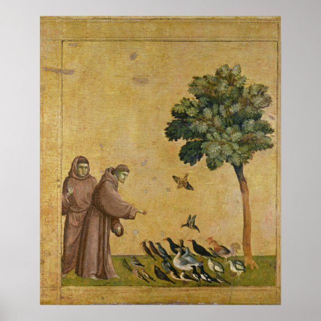 Póster Rua. Francisco de Assisi pregando aos pássaros (Frente)