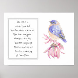 Póster Rua. Francisco de Assisi rezando com Flor Bluebird
