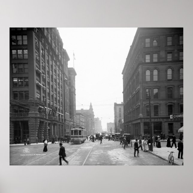 Póster Rua Griswold, Detroit: 1906 (Frente)