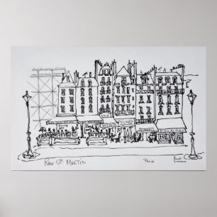 Póster Rua Histórica St. Martin, Paris, França