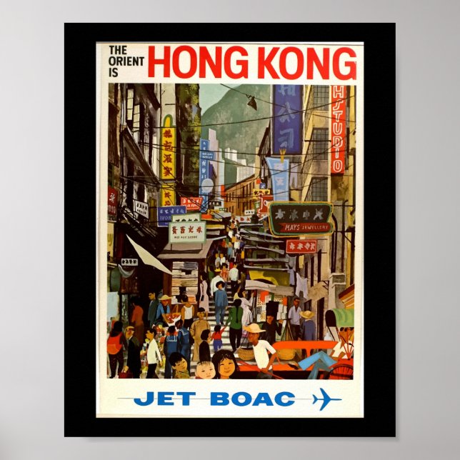 Poster Rua Hong Kong, viagens vintage (Frente)