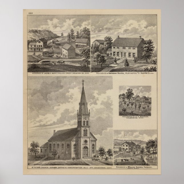 Póster Rua. Igreja de Peter, Caledonia, Minnesota (Frente)