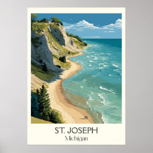 Poster Rua: Joseph Michigan Vintage Lake Bluff Beach Art