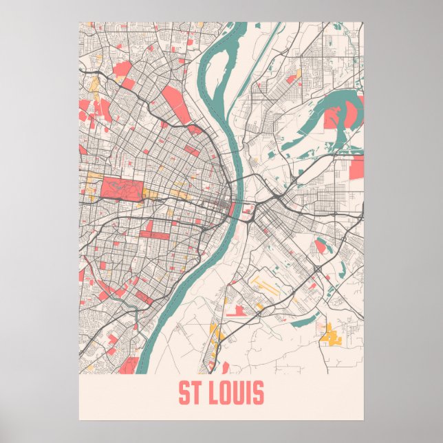 Poster Rua Louis - Mapa da Cidade de Chalk, Missouri (Frente)