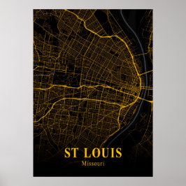 Poster Rua Louis - Mapa da Cidade Dourada do Missouri
