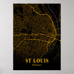 Poster Rua Louis - Mapa da Cidade Dourada do Missouri
