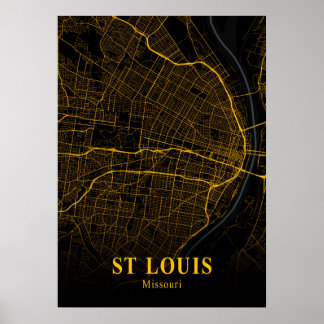 Poster Rua Louis - Mapa da Cidade Dourada do Missouri