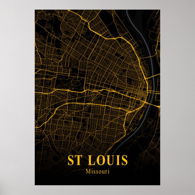 Poster Rua Louis - Mapa da Cidade Dourada do Missouri (Frente)