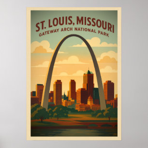 Poster Rua Louis Missouri Gateway Arch V03