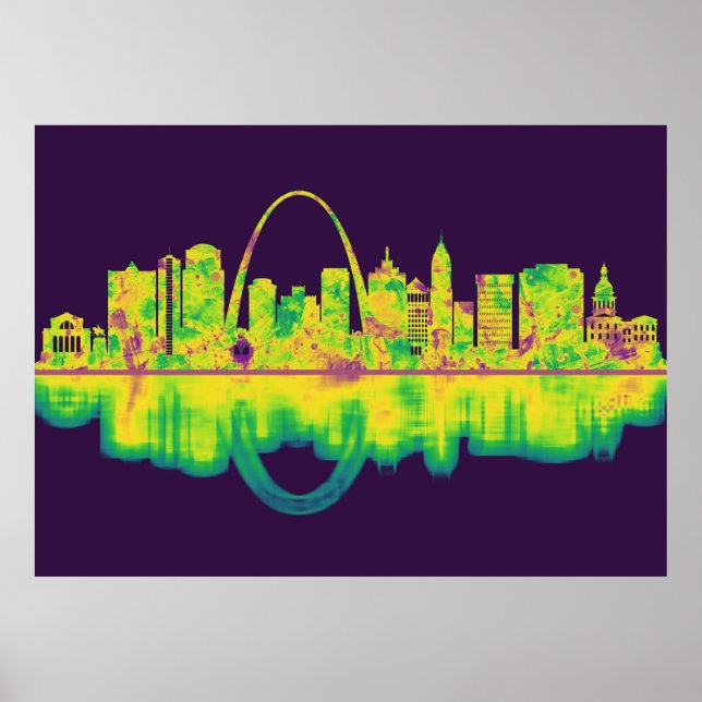Poster Rua Louis Missouri Skyline (Frente)