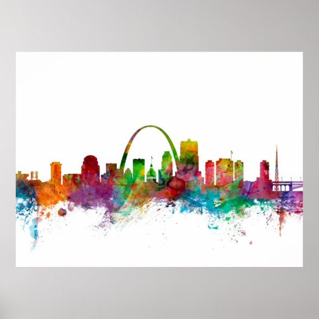 Poster Rua Louis Missouri Skyline (Frente)