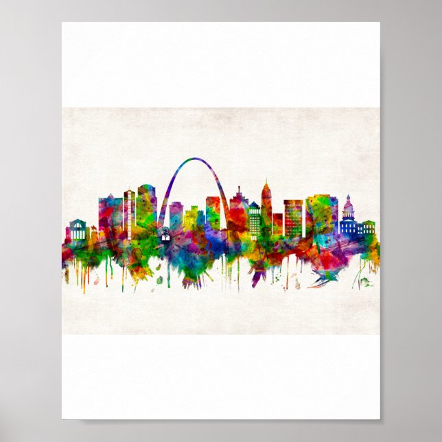 Poster Rua Louis Missouri Skyline (Frente)