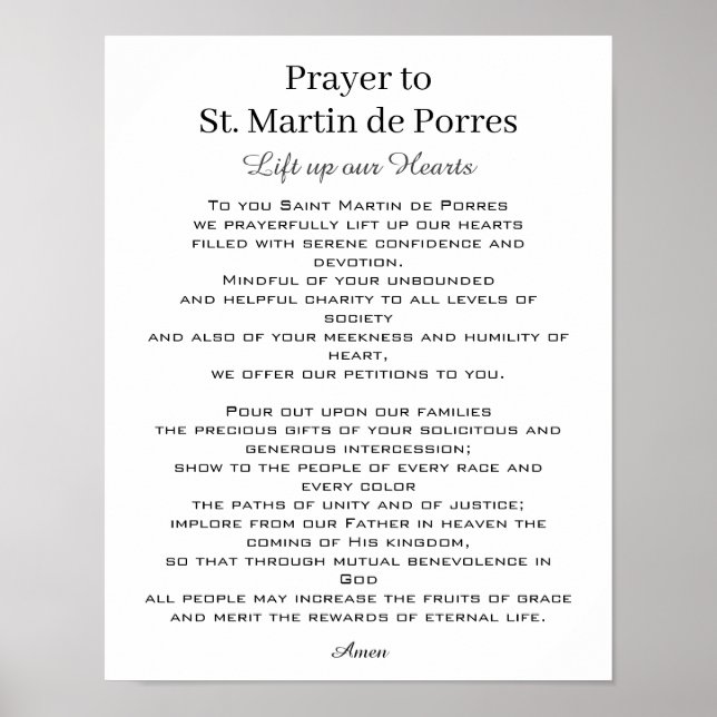 Poster Rua Martin de Porres Prayer Racial Harmonia (Frente)