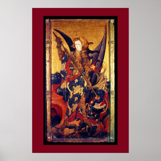 Póster Rua Michael Vanquishing Devil como Cavaleiro Medie (Frente)