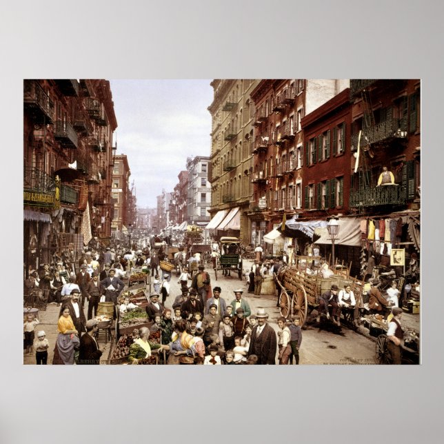 Poster Rua Mulberry c1900 EUA - Nova York Antiga (Frente)