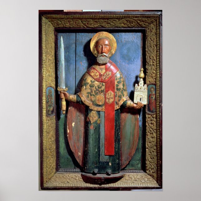 Póster Rua. Nicholas de Mozhaisk, Escola Yaroslavl (Frente)