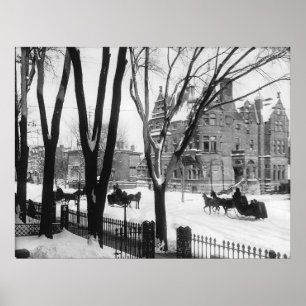 Póster Rua no inverno, Montreal Notman de Sherbrooke -