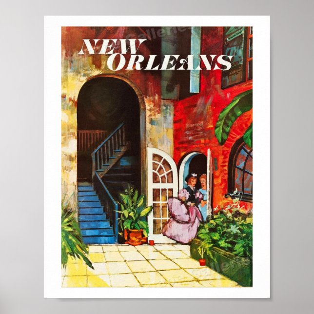 Poster rua nova orleans bourbon Vintage (Frente)