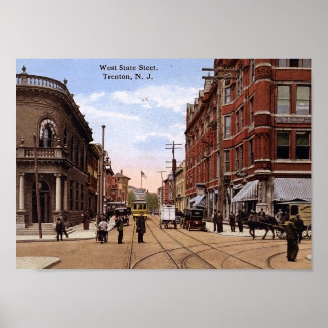 Póster Rua Ocidental, Trenton NJ 1915 Vintage (Frente)
