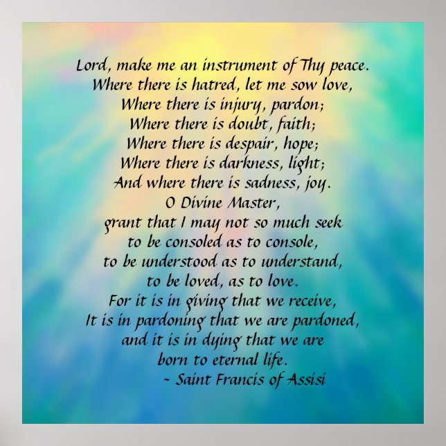 Poster Rua. Oração de Francis. (Frente)