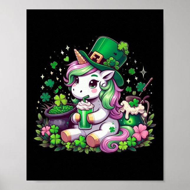 Poster Rua Patrick Day Camisetas Raparigas Unicóricas Irl (Frente)