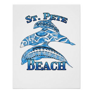 Póster Rua. Pete Florida Beach Vacation Tribal Dolphins