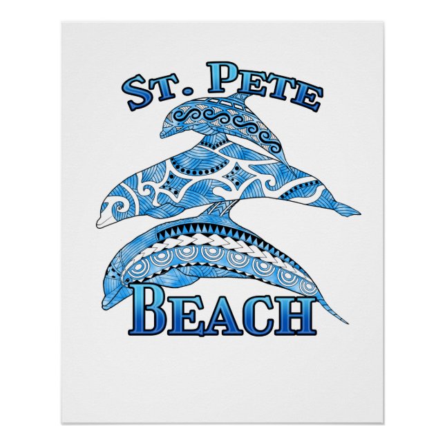 Póster Rua. Pete Florida Beach Vacation Tribal Dolphins (Frente)