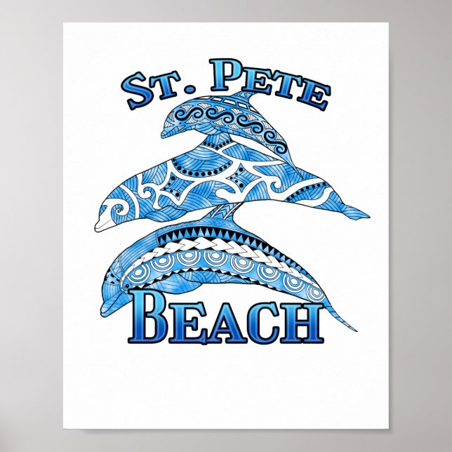 Poster Rua. Pete Florida Beach Vacation Tribal Dolphins (Frente)