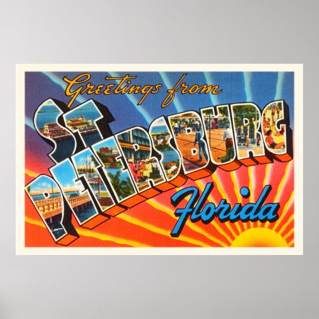 Poster Rua Petersburg Florida FL Viagens vintage Souvenir (Frente)