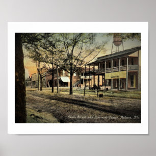 Poster Rua principal, Auburn, Alabama Vintage Style.