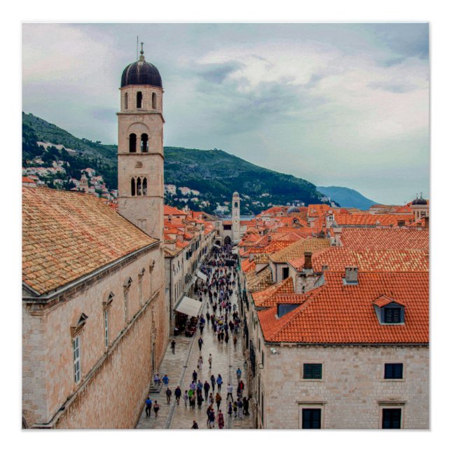 Póster Rua principal de Dubrovnik, Croácia (Frente)