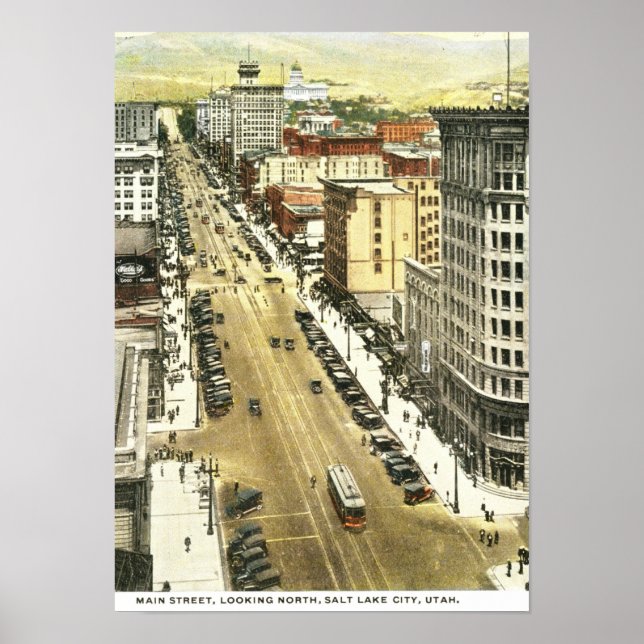 Poster Rua principal, Salt Lake City Vintage. (Frente)