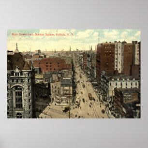 Póster Rua principal, vintage 1912 do búfalo NY