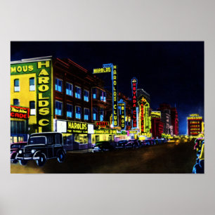 Póster Rua Reno Virginia à noite