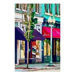 Póster Rua Roanoke VA Com Restaurante