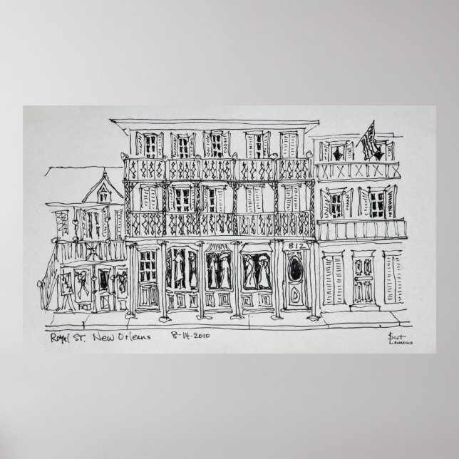 Póster Rua Royal, French Quarter | Nova Orleans (Frente)
