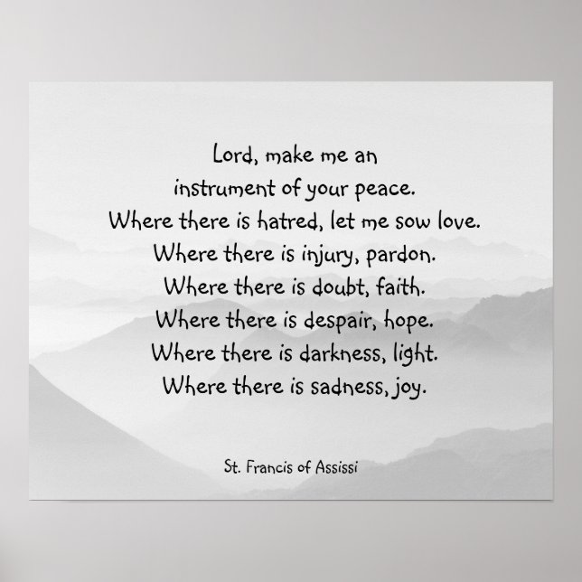 Poster Rua Serene Sky. Francis Assissi Prayer (Frente)